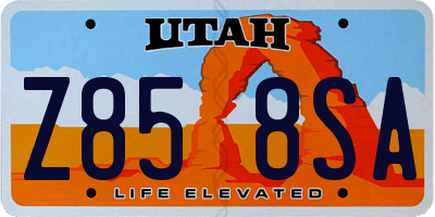 UT license plate Z858SA