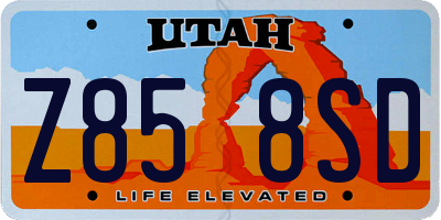 UT license plate Z858SD