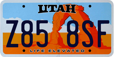 UT license plate Z858SF