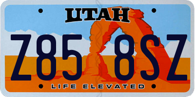 UT license plate Z858SZ