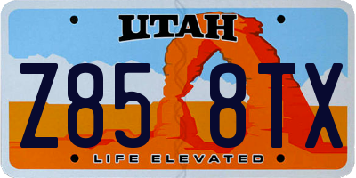 UT license plate Z858TX