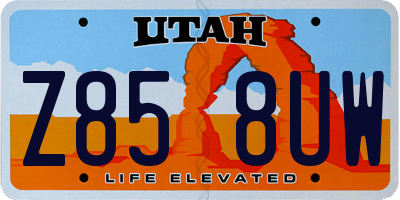 UT license plate Z858UW