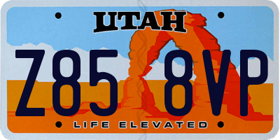 UT license plate Z858VP