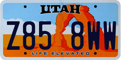 UT license plate Z858WW