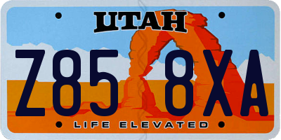 UT license plate Z858XA