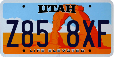 UT license plate Z858XF