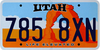 UT license plate Z858XN