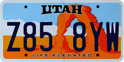 UT license plate Z858YW