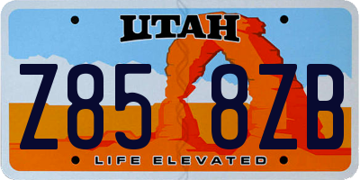 UT license plate Z858ZB