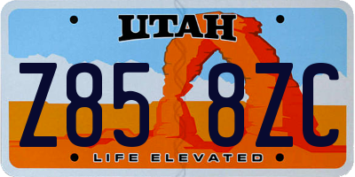 UT license plate Z858ZC