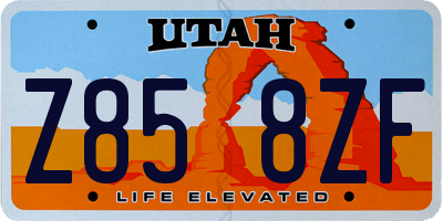 UT license plate Z858ZF