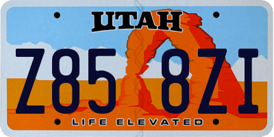 UT license plate Z858ZI