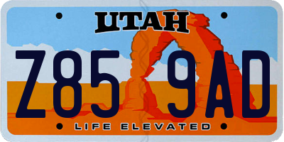 UT license plate Z859AD