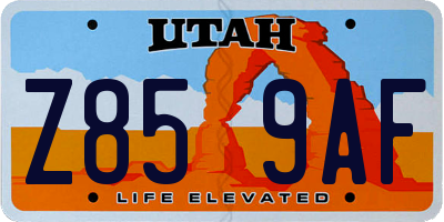 UT license plate Z859AF