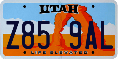 UT license plate Z859AL