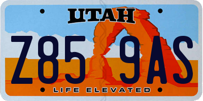 UT license plate Z859AS