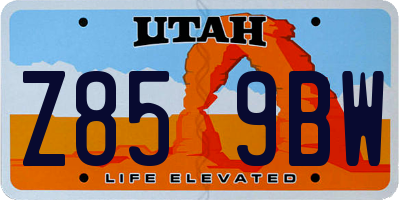 UT license plate Z859BW