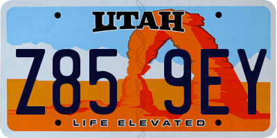 UT license plate Z859EY