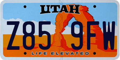 UT license plate Z859FW