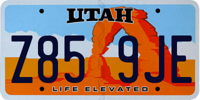UT license plate Z859JE