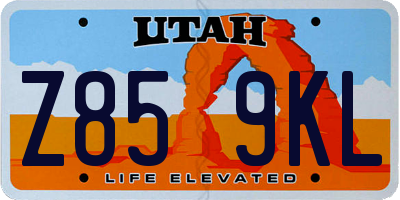 UT license plate Z859KL