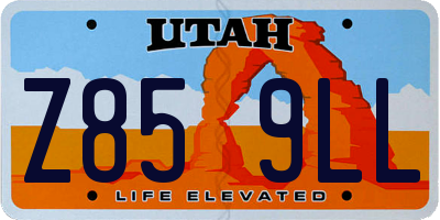 UT license plate Z859LL