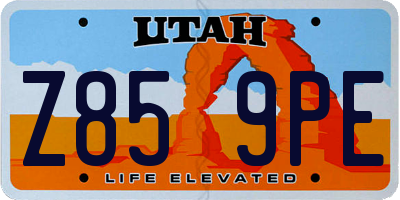 UT license plate Z859PE