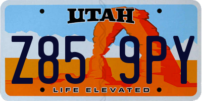 UT license plate Z859PY