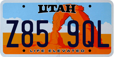 UT license plate Z859QL