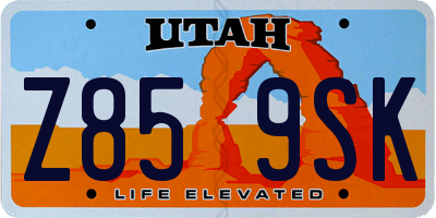 UT license plate Z859SK