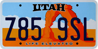 UT license plate Z859SL