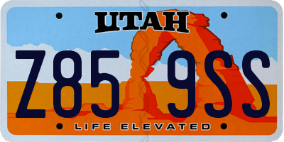 UT license plate Z859SS