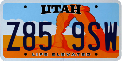 UT license plate Z859SW