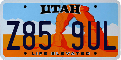 UT license plate Z859UL