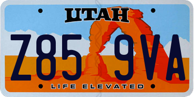 UT license plate Z859VA