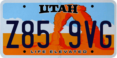 UT license plate Z859VG