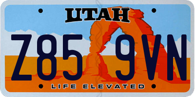 UT license plate Z859VN