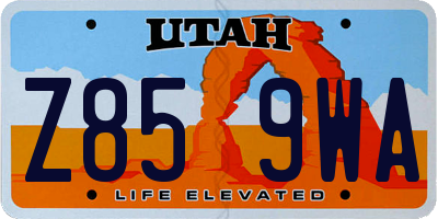 UT license plate Z859WA