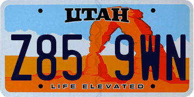 UT license plate Z859WN