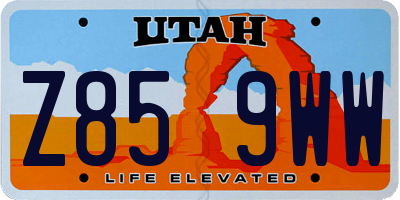 UT license plate Z859WW