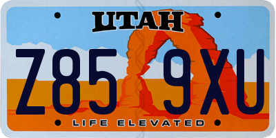 UT license plate Z859XU
