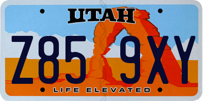 UT license plate Z859XY