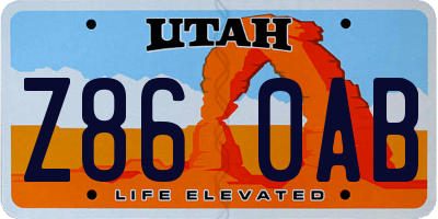 UT license plate Z860AB