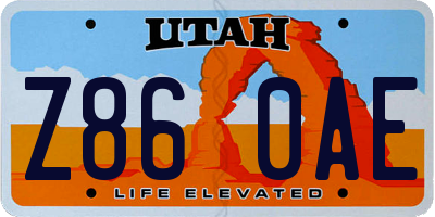 UT license plate Z860AE