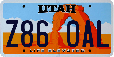UT license plate Z860AL