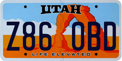 UT license plate Z860BD
