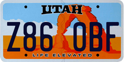 UT license plate Z860BF