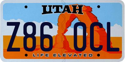 UT license plate Z860CL
