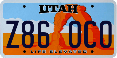 UT license plate Z860CO