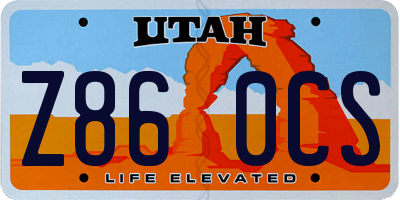 UT license plate Z860CS